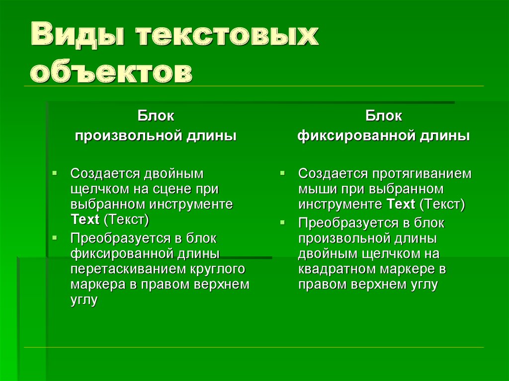 Текстовые объекты