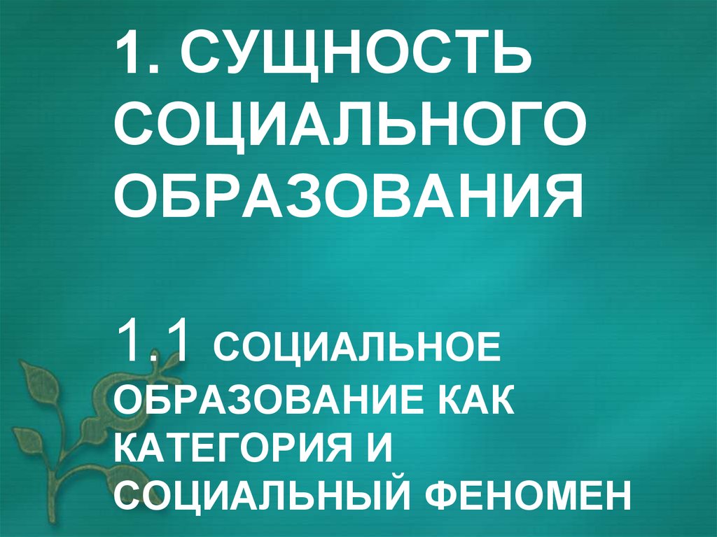 Социальное образование. Социальная сущность образования.