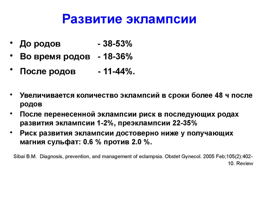 Осложнения эклампсии