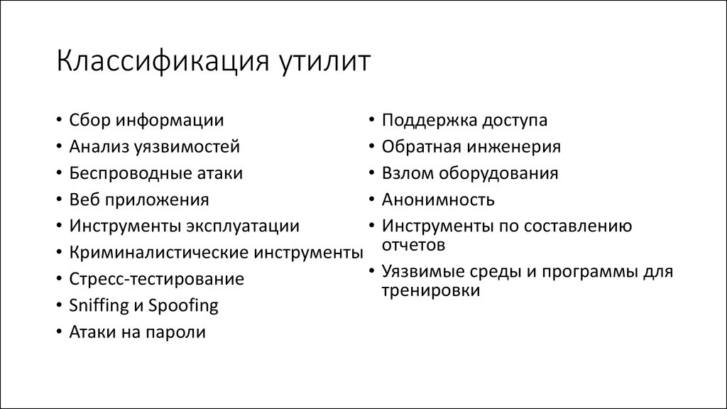 Классификация утилит