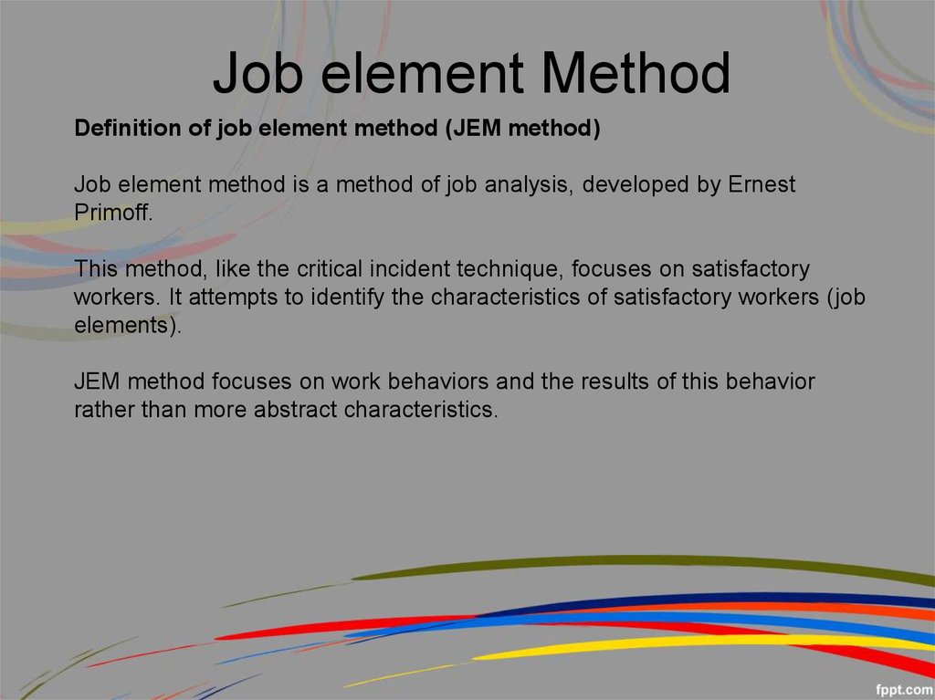 Method definition. Jobs methods.