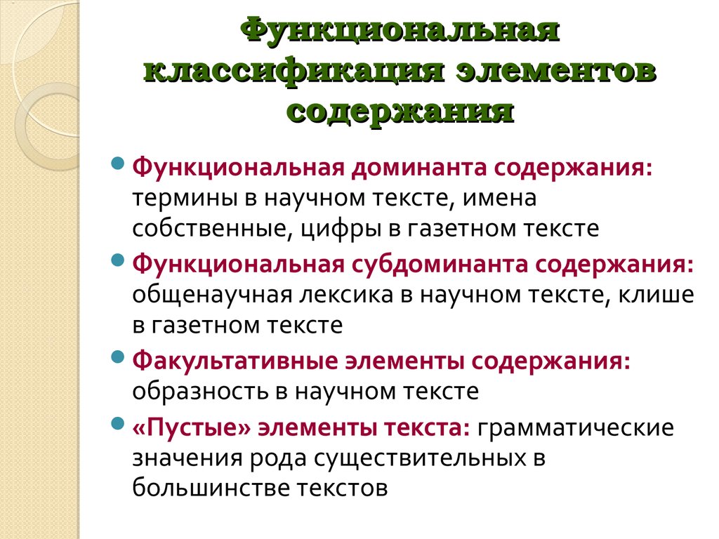 Элементы содержания