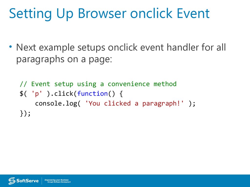 Setting Up Browser onclick Event