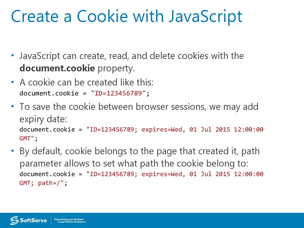 Create a Cookie with JavaScript
