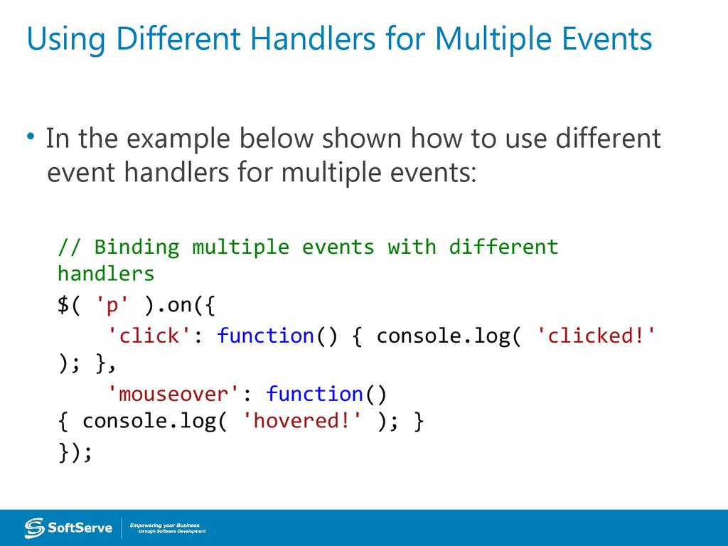Using Different Handlers for Multiple Events