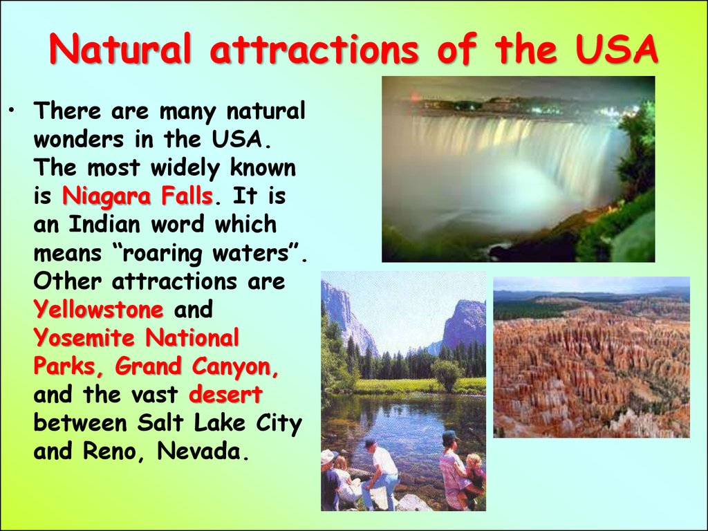 Natural attractions of the USA