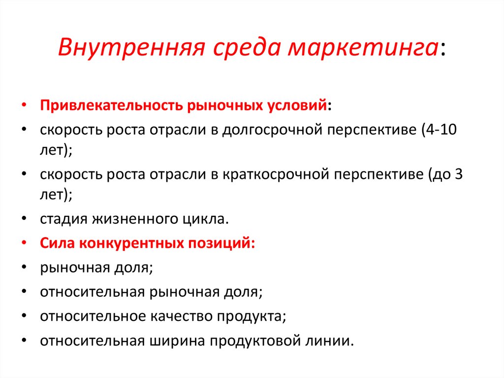 Рынок в условиях маркетинга. Внутренняя среда маркетинга. Отрасли маркетинга. Данные о маркетинговой среде. Лекция конкурентная среда в маркетинге.