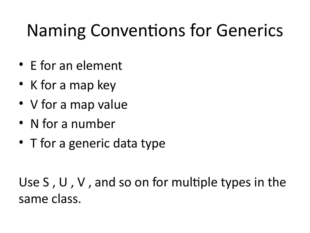 Naming Conventions for Generics
