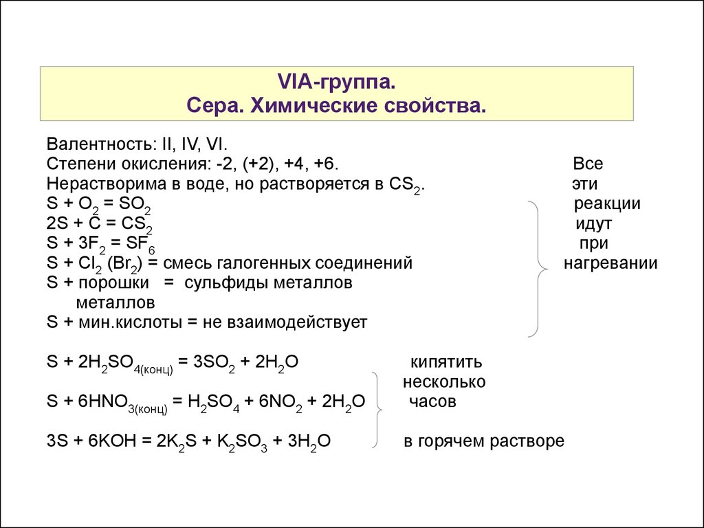 Группа серы в химии