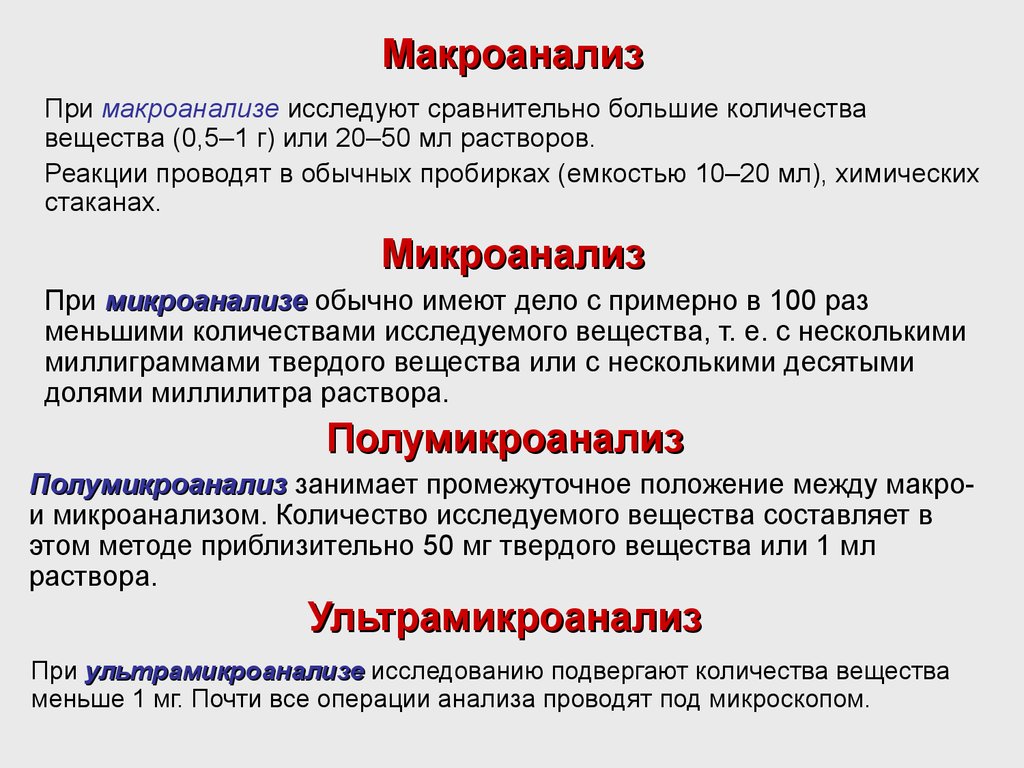 Количество исследований. Макроанализ в аналитической химии. Макроанализ и микроанализ. Аналитические методы исследования в химии. Микро и макро анализ.