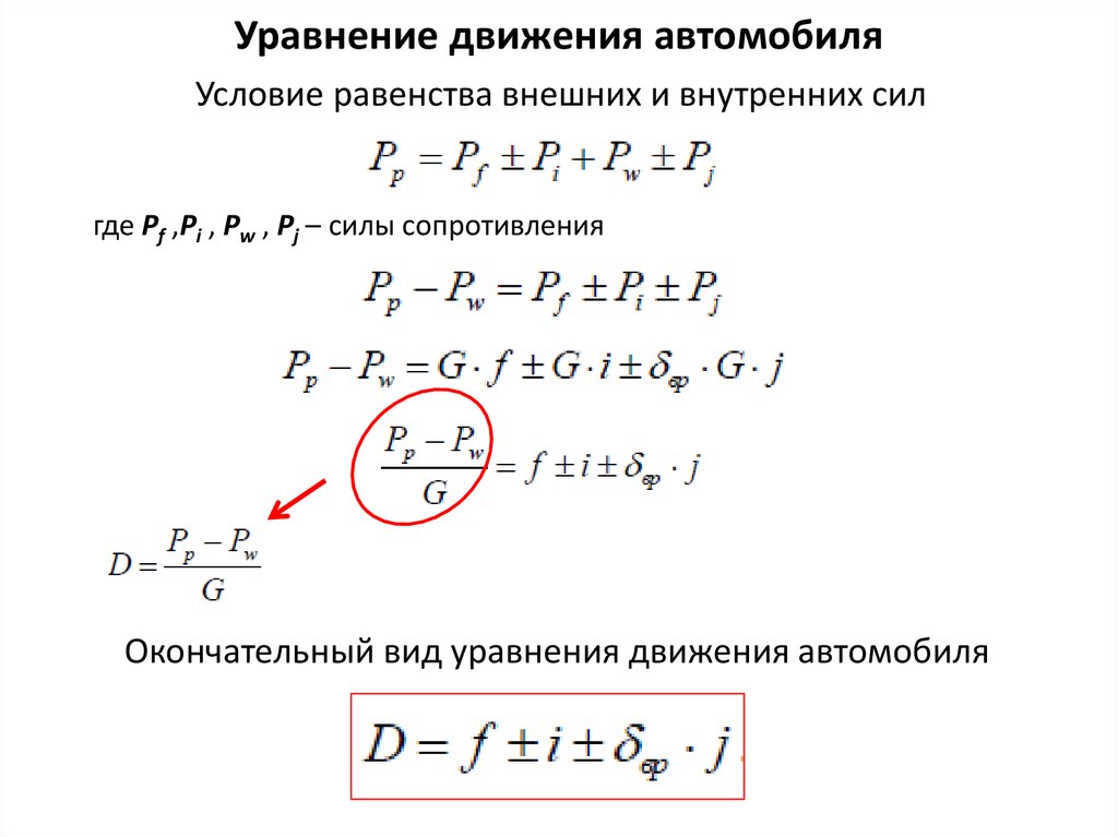 Характеристики движения автомобиля