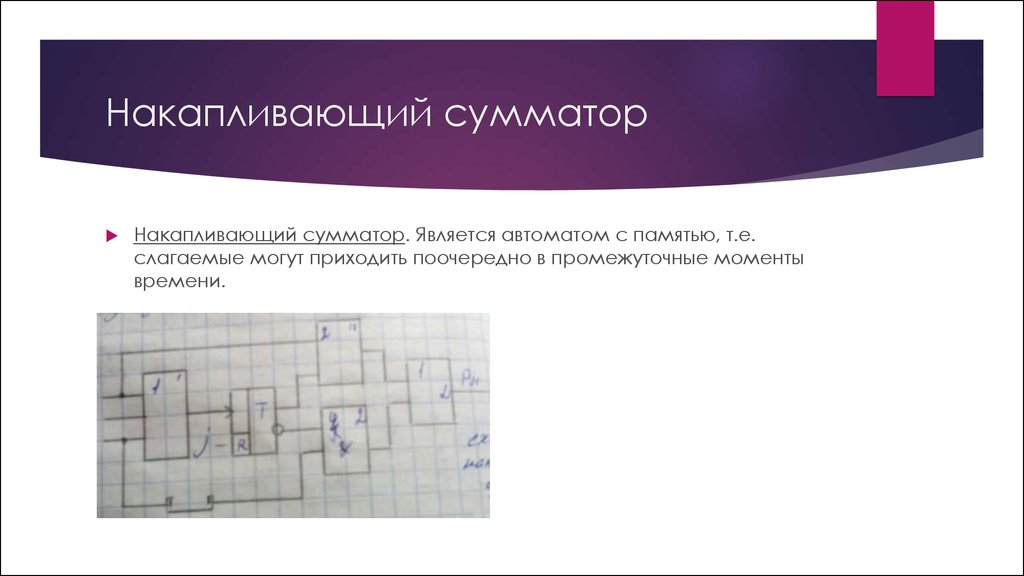 Накапливающий сумматор. Накапливающего сумматора. Накапливающий сумматор принцип работы\. 20. Накапливающий сумматор также называются:.