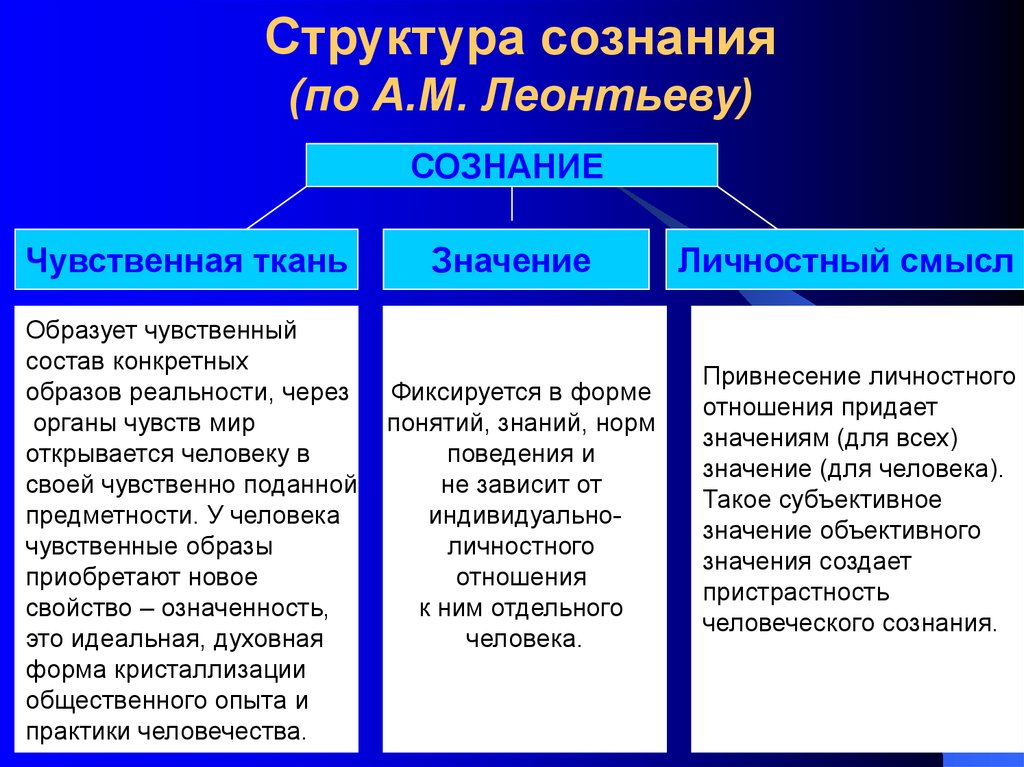 Структура сознания по в п зинченко схема