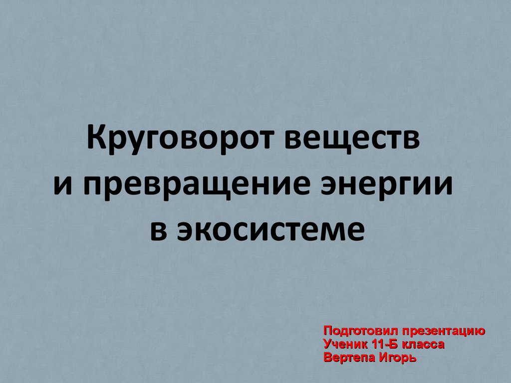 Пищевые связи круговорот веществ и энергии в экосистемах 11 класс презентация