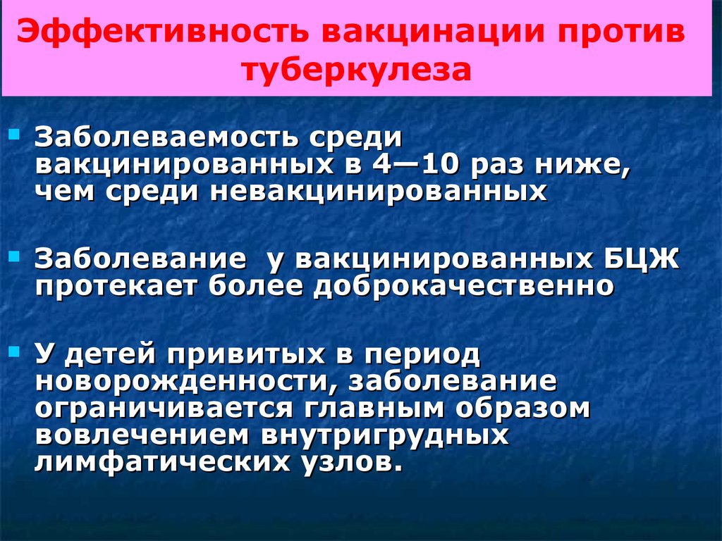 Эффективность вакцинации против туберкулеза