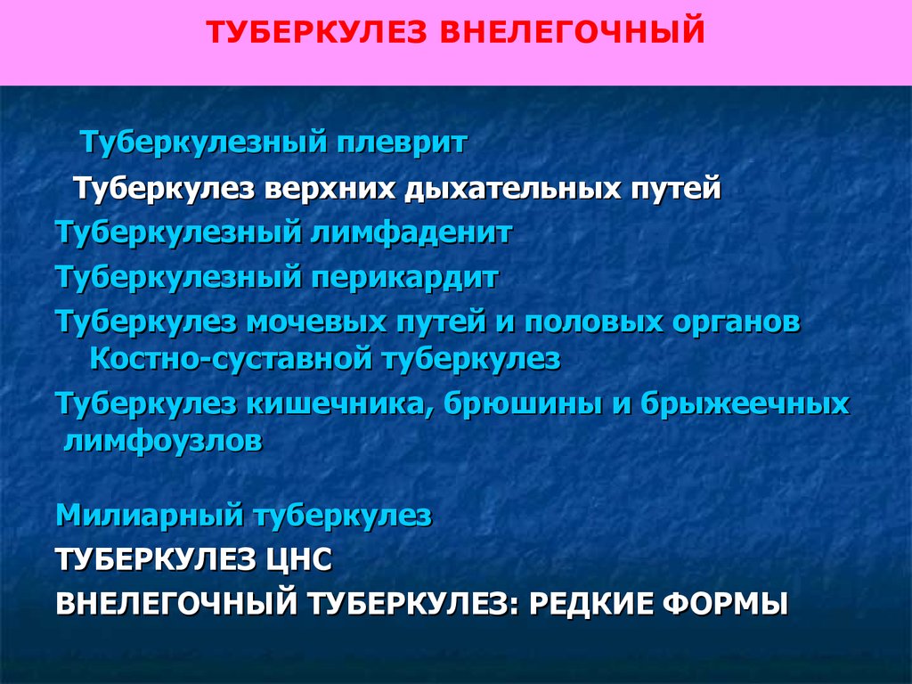 Внелегочный туберкулез презентация