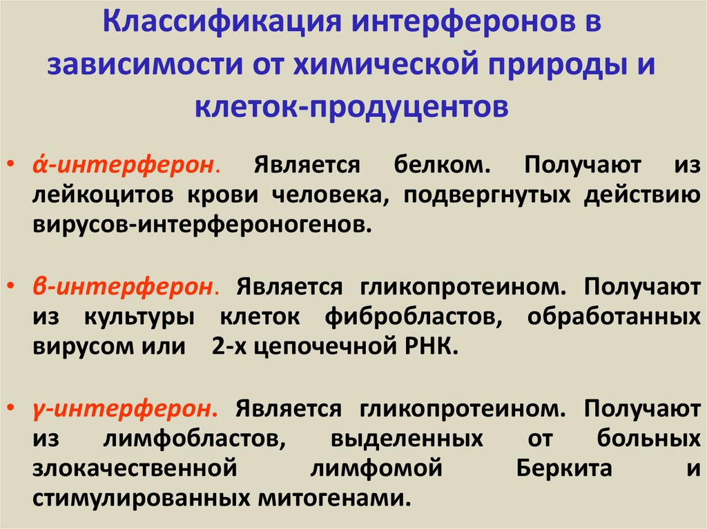 Интерфероны классификация