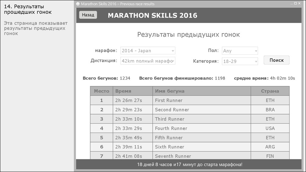 Результаты прошедшего тура. Marathon skills. Marathon skills 2016. Marathon skills 2016 готовые. Приложение Marathon skills.