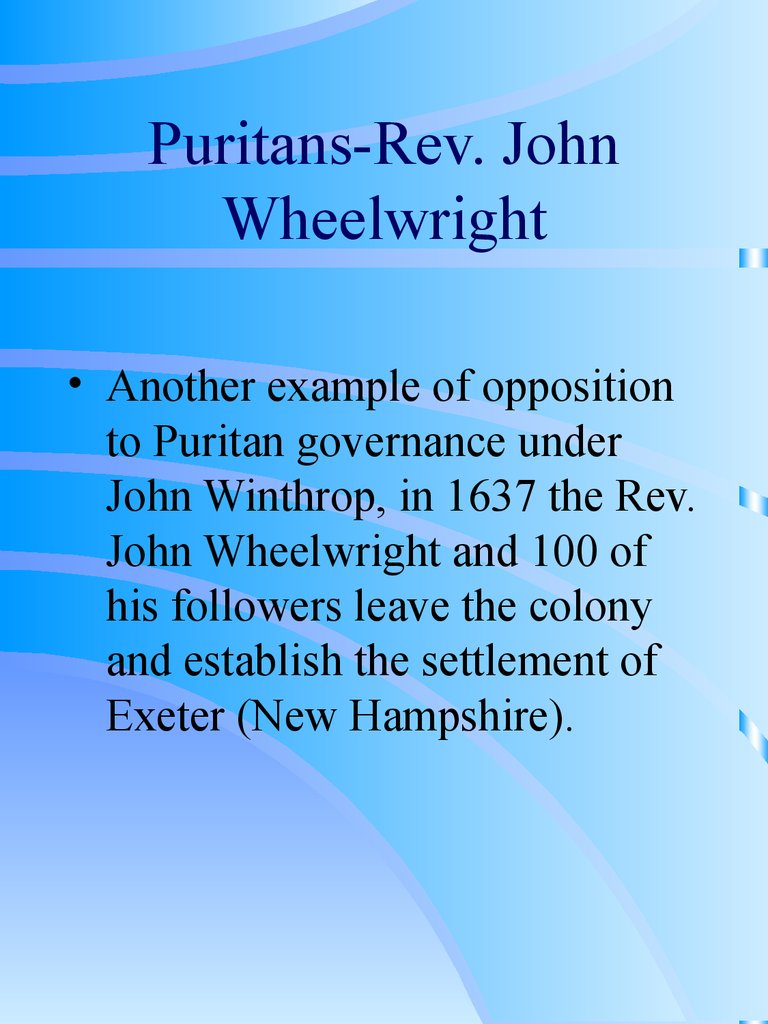 Puritans-Rev. John Wheelwright