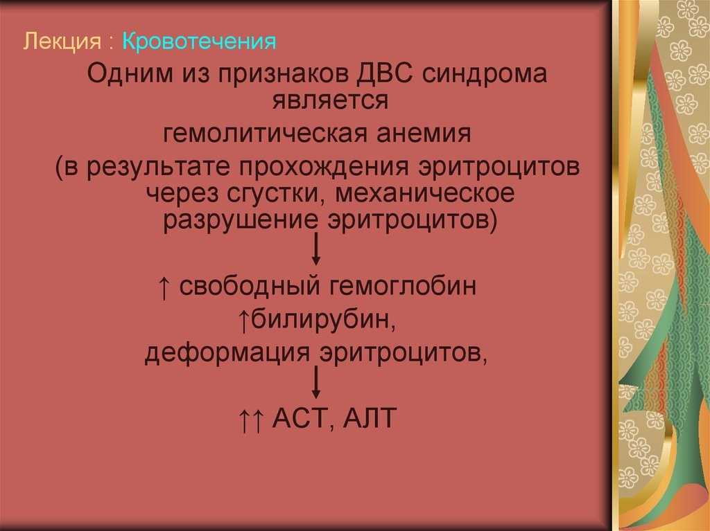 Лекция по теме Кровотечения, ДВС-синдром 