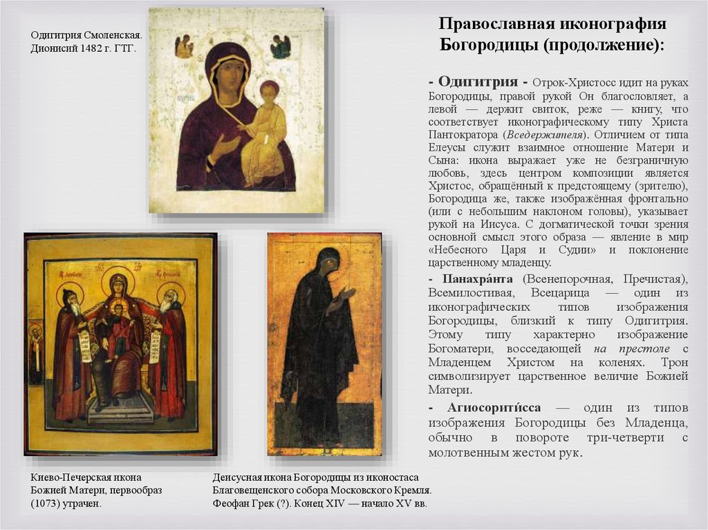 Православная иконография Богородицы (продолжение):