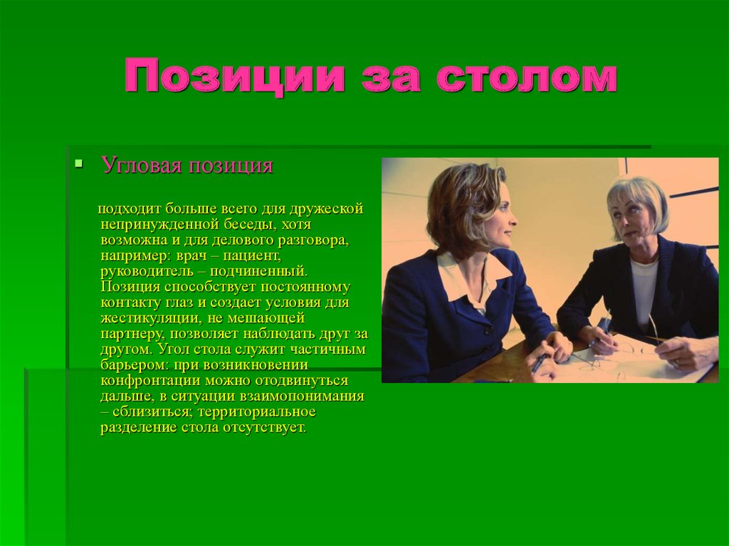 Более подходит. Позиция непринужденного общения. Позиция Дружеская беседа. Угловая позиция в общении. Презентация непринужденному общению».