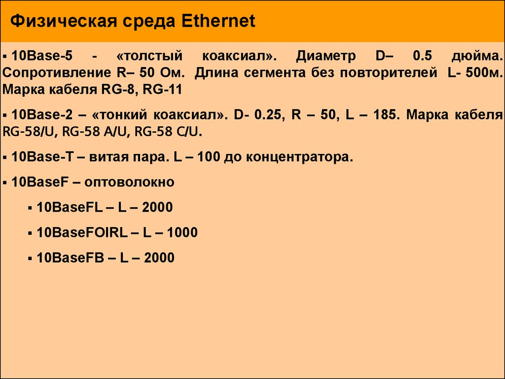 Физическая среда Ethernet