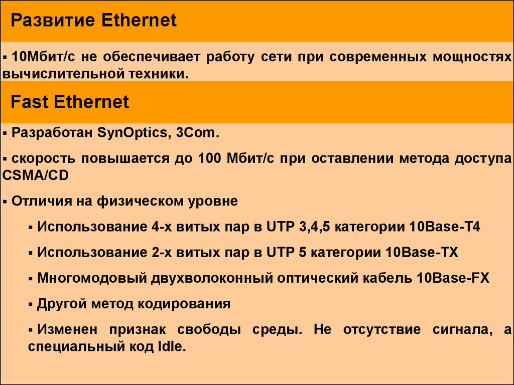 Развитие Ethernet
