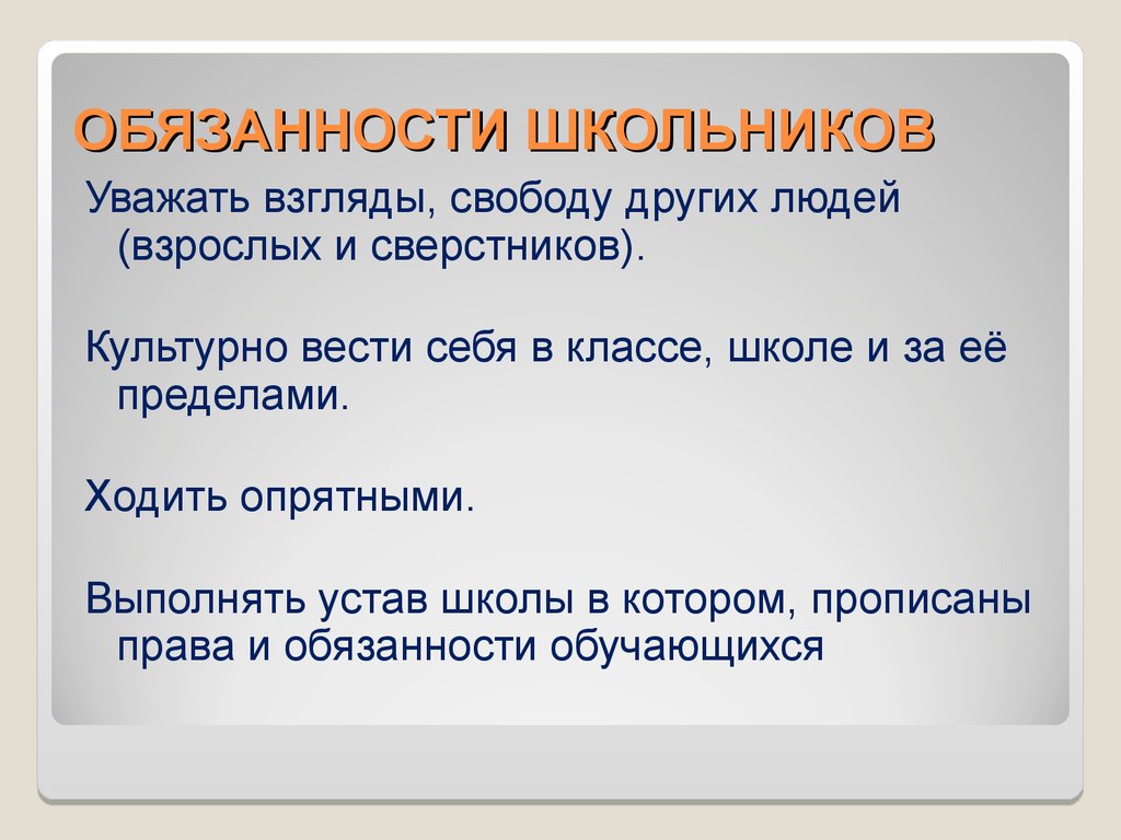 Трудовая обязанность в школе