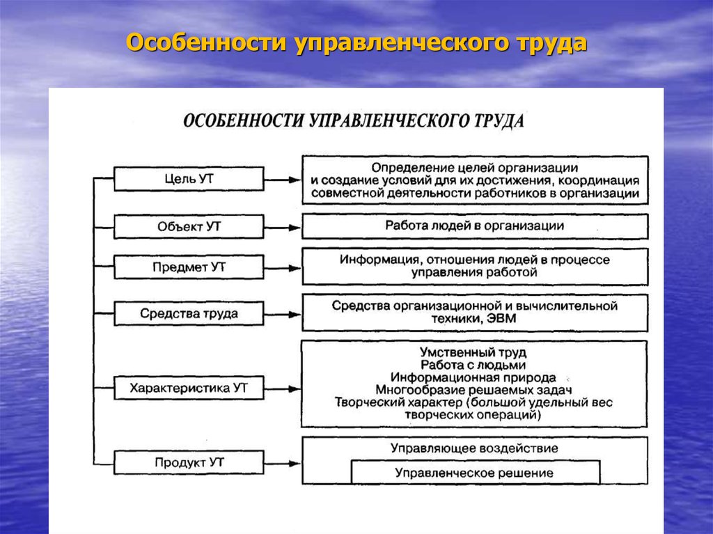 Особенности управленческого