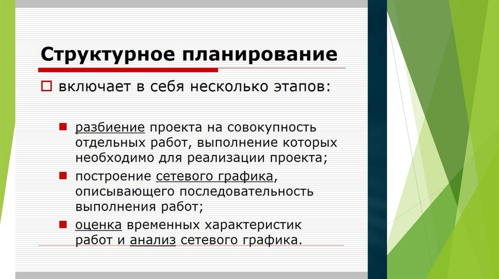 Планирование включает этапы. Структурное планирование. Планирование работ включает в себя:. Структурно определенное планирование. Структурно определенное планирование включает планирование.