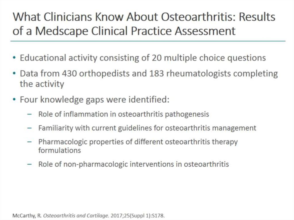 What Clinicians Know About Osteoarthritis: Results of a Medscape Clinical Practice Assessment