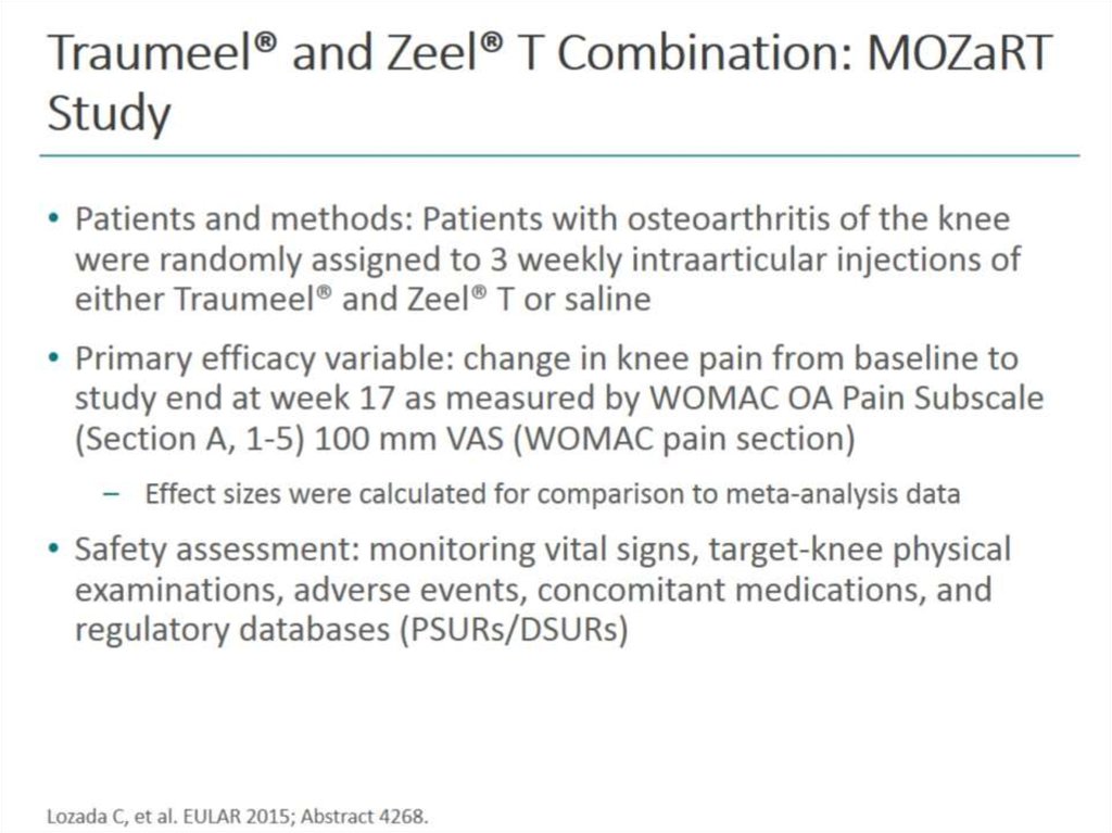 Traumeel® and Zeel® T Combination: MOZaRT Study
