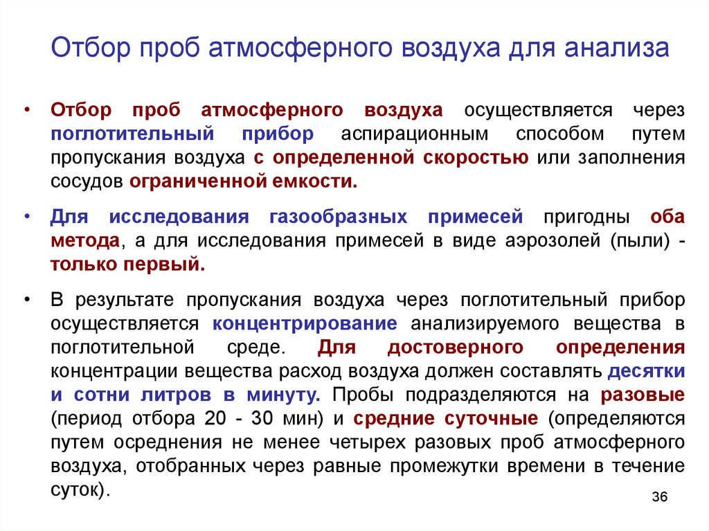 Исследование проб воздуха