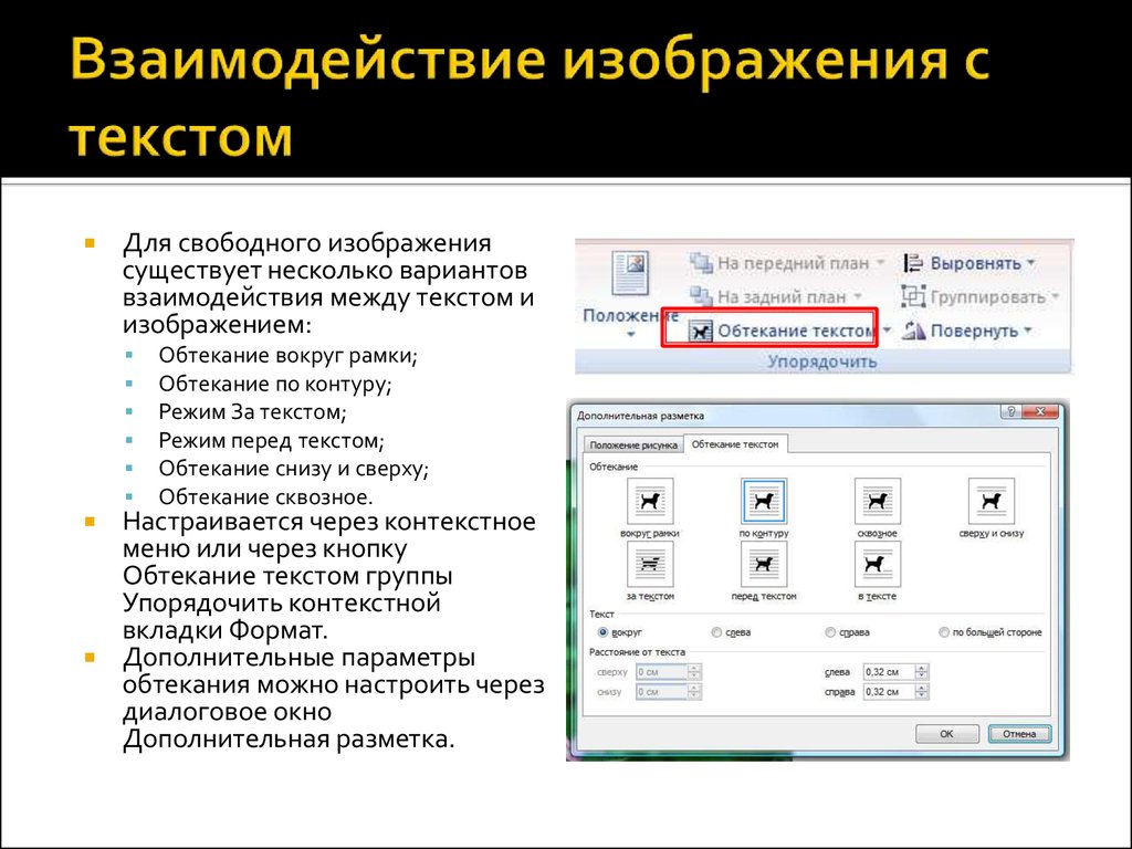 Какого обтекания текстом рисунка не существует