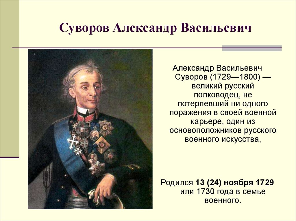 Презентация на тему александр васильевич суворов