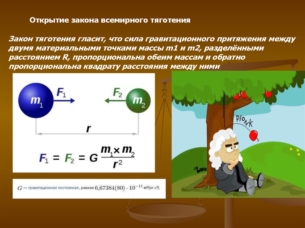 Формула ньютона притяжения. Теория гравитации Ньютона. Теория Всемирного тяготения формулы. Ньютон открытие закона Всемирного тяготения.