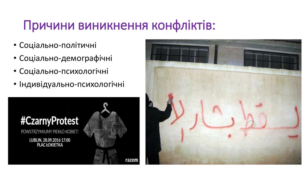 Причини виникнення конфліктів: