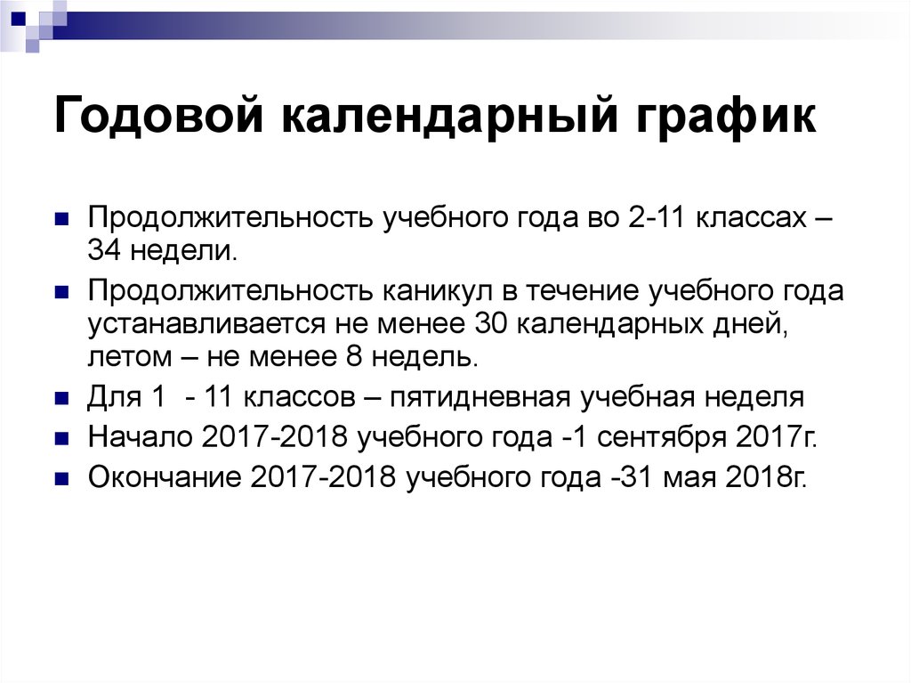 Годовой календарный график