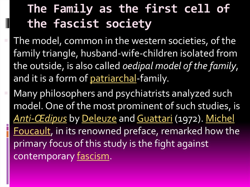 The Family as the first cell of the fascist society