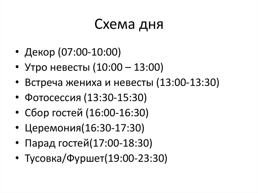 Схема дня