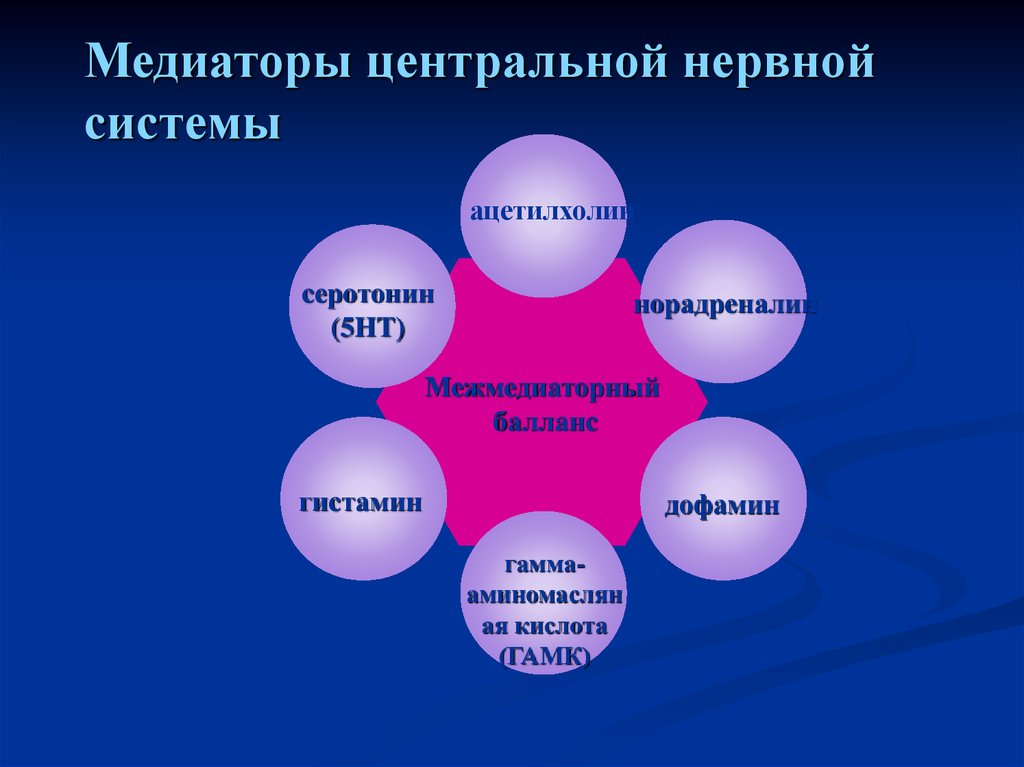 Медиаторы нервной системы. Основные медиаторы ЦНС.