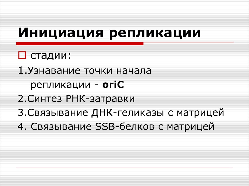 Инициация днк. Схема инициации репликации. Этапы репликации ДНК инициация. Стадия инициации репликации. Основные этапы репликации.