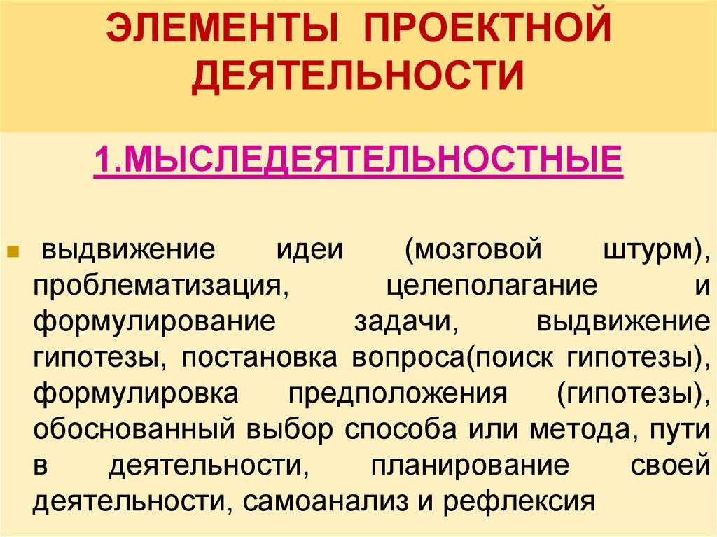 Элементы проектной деятельности презентация