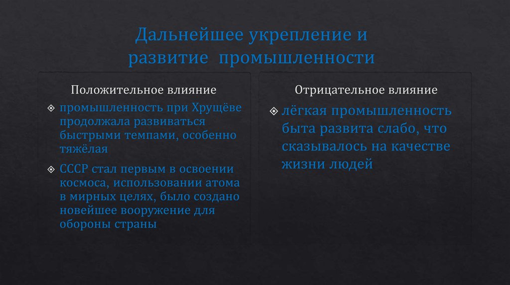 Дальнейшее укрепление и развитие  промышленности