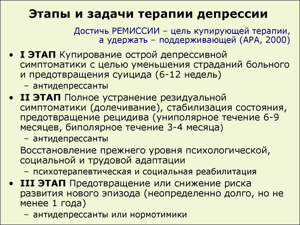 Стадии депрессии. Современные подходы и принципы терапии депрессивных расстройств.. Этапы терапии депрессии. Сколько лечится депрессия. Степени клинической депрессии.