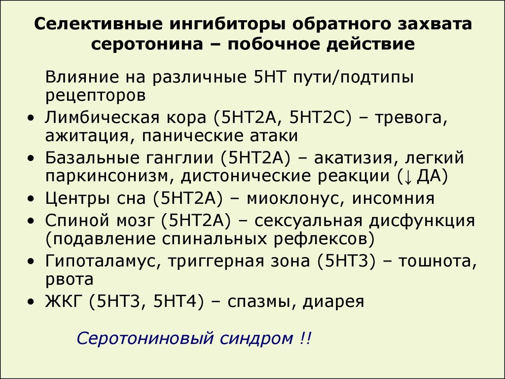 Список ингибиторов обратного захвата серотонина