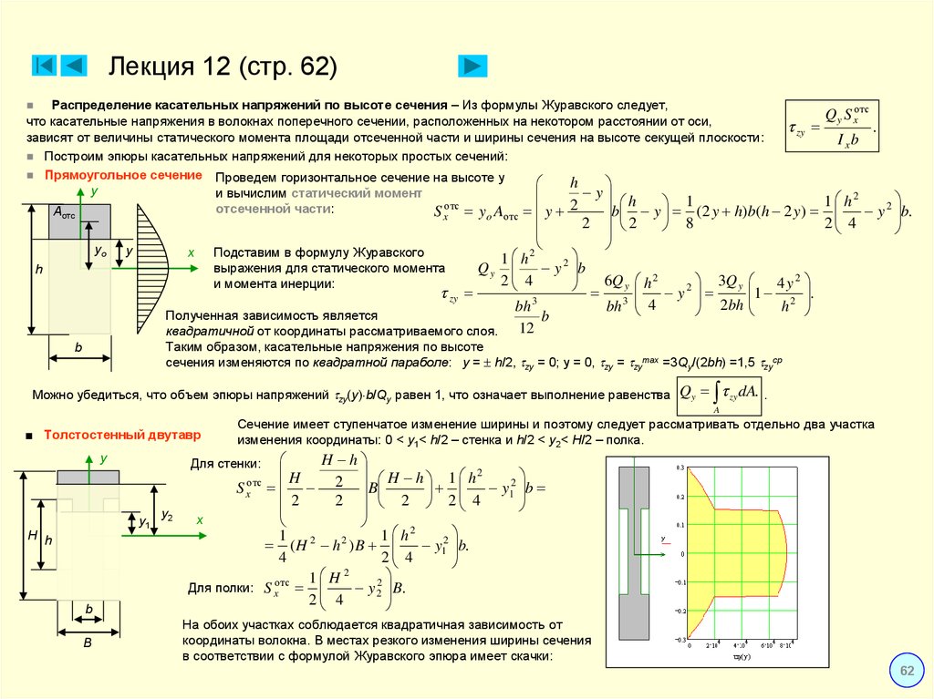 Касательное напряжение сечения. Формула касательных напряжений. Вывод формулы Журавского для касательных напряжений при изгибе. Момент сопротивления касательные напряжения. Распределение касательных напряжений при изгибе двутавра.