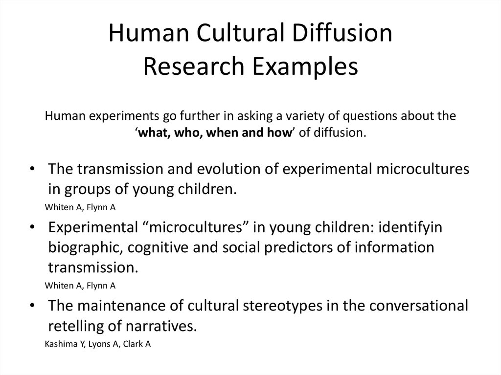 Cultural Diffusion In Humans And Animals 