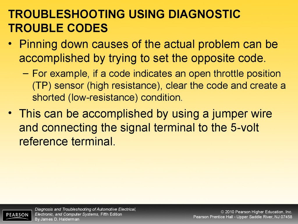 TROUBLESHOOTING USING DIAGNOSTIC TROUBLE CODES